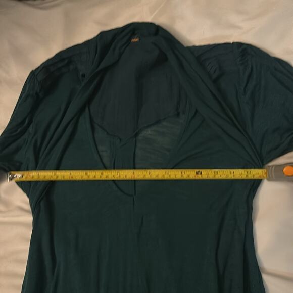 Free People Bridgette Tunic Mini Dress Long Sleeve XS Neck Tie Teal Balletcore - Picture 6 of 10